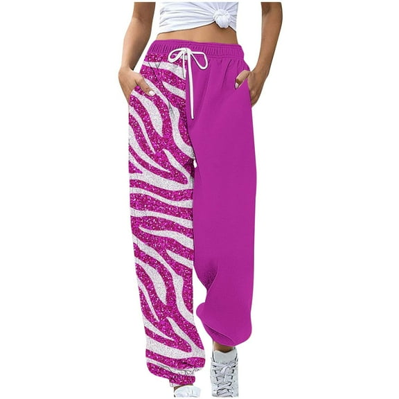 Zylanna Women's Sweatpants with Pockets, Baggy Love Print Soft & Warm Elastic Waist Casual Wide Leg Pants for Women Multicolor