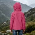 thumbnail image 6 of Frostluinai 5-16Y Kids Hooded Rain Jacket Waterproof Windbreaker Long Sleeve Full Zip with Pockets Drawstring Hem Outdoor Coat, 6 of 10