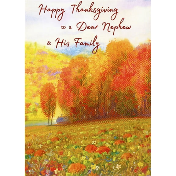 Happy Thanksgiving Nephew and Family Greeting Card w/Envelope