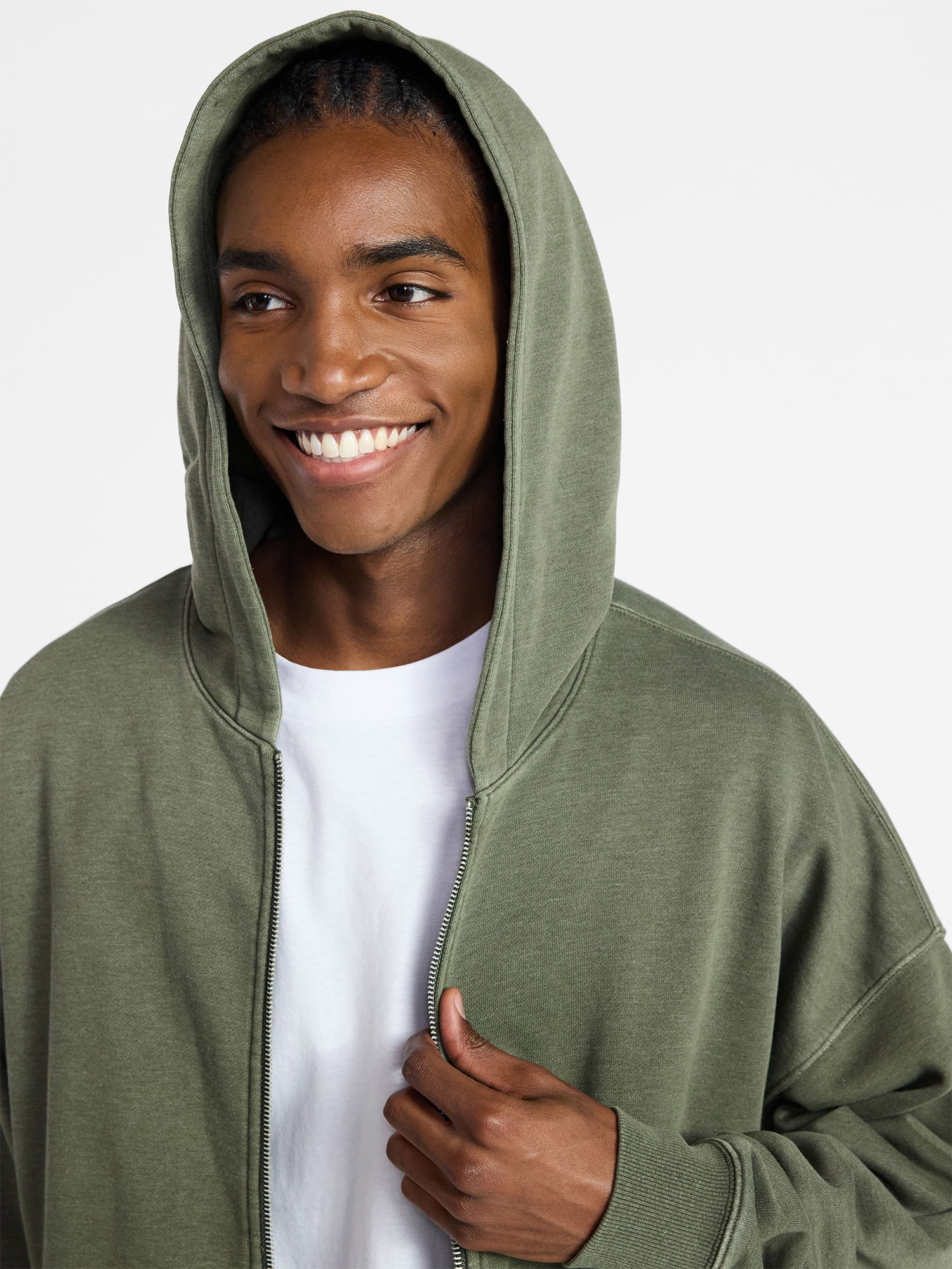No Boundaries Zip Hoodie with Long Sleeves, Men's XS-4XLT
