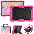 thumbnail image 2 of Case for Samsung Galaxy Tab S6 Lite 10.4 inch 2024/2022/2020, 360 Rotating Stand Handle Pencil Holder Shoulder Strap Heavy Duty Shockproof Cover, Rose, 2 of 7