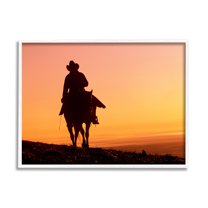 Stupell Indtries Woman Riding Horse Silhouette Southwestern Sunset Landscape,14 x 11,Design by J.C. Leacock