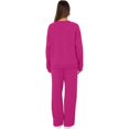 thumbnail image 5 of Nokdvo Women's 2 Piece Lounge Set Lightweight Casual Long Sleeve Pullover Tops Wide Leg Pants Crewneck Solid Color Fall Winter Sweatsuit Set with Pockets,Hot Pink 2XL, 5 of 6