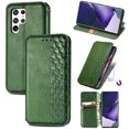 thumbnail image 1 of Compatible for Samsung Galaxy S23 Ultra, Embossed Pattern PU Leather Magnetic Closure Suction Flip Cover with Credit Card Slots Kickstand Soft Silicone Anti-Scratches Shockproof Case,Green, 1 of 8