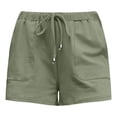 thumbnail image 4 of Women's Shorts Summer Solid Color High Waist Straight Drawstring Loose Casual Pocket Pants, 4 of 4