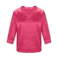 thumbnail image 6 of UQJfacai Girls Satin Silk Tops Dressy Casual V Neck 3/4 Sleeve Dress Blouses Lightweight Spring Summer Tunic Shirts 4-15 Years, 6 of 8