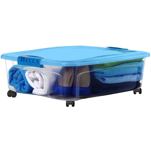 14gal Locking Lid Box Blue/White - Bella Storage – BrickSeek