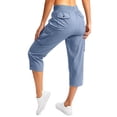 thumbnail image 7 of Linen Pants Women Elastic High Waisted Straight Leg Lace Hem Pants Casual Slacks Summer Beach Vacation Trousers with Pockets, 7 of 7