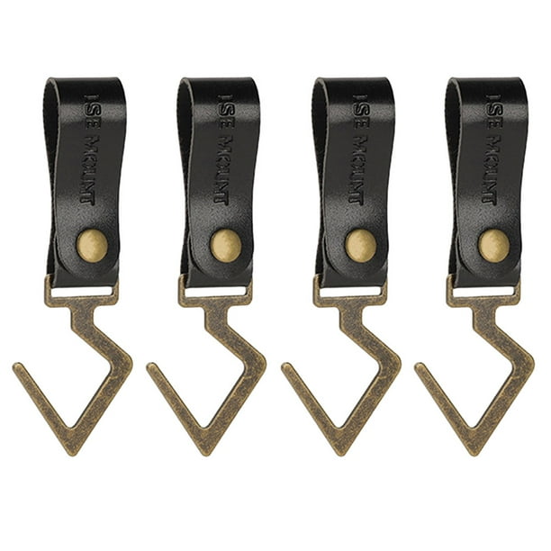 Gancho multifuncional para acampar tendedero portátil en forma de S de cuero PU para senderismo Camping utensilios de cocina vajilla gancho para bolsa