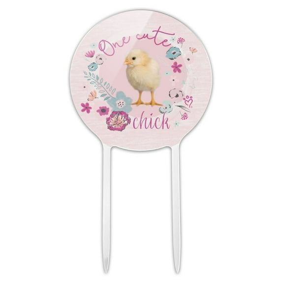 Acrylic One Cute Chick Chicken Easter Spring Cake Topper Party Decoration for Wedding Anniversary Birthday Graduation