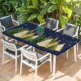 thumbnail image 2 of Navy Blue Christmas Tree Table Cloths for 3 Foot Rectangle Tables, Xmas Tree Winter Snowflake Patio Waterproof Elastic Fitted Tablecloths, Washable Rectangular Table Cover for Camping, 2 of 8
