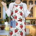 thumbnail image 6 of Strawberry Plants Fruit Watercolor Apron-Garden Aprons for Women with Pockets-Cotton Linen Waterproof Kitchen Cooking Gardening Aprons Adjustable for Kitchen,Cooking,BBQ and Salon 33x27 Inch, 6 of 7