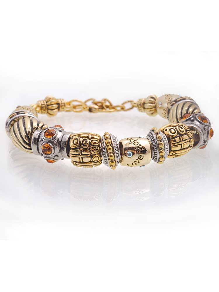 Silvertone Large ''It's a Boy'' Two Tone Christian Bead Bracelet