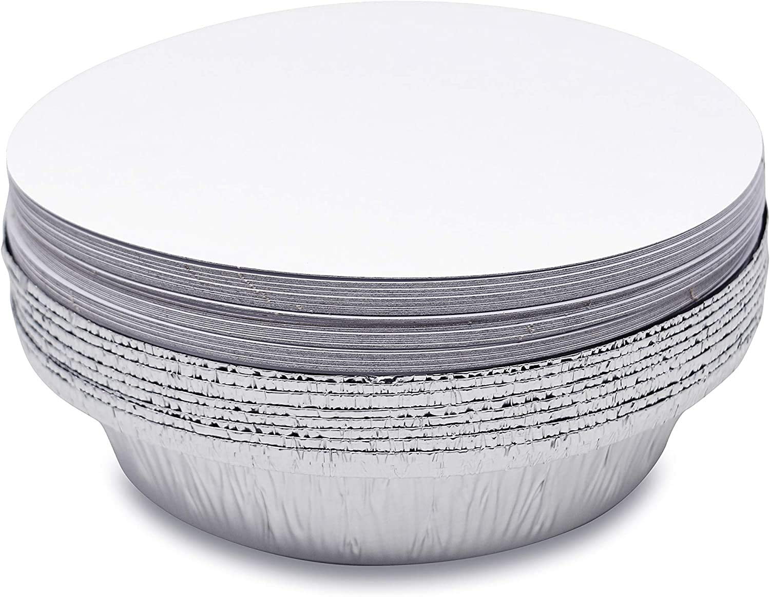 DecorRack 14 Round Aluminum Pans with Flat Board Lid, 7 inch Heavy Duty