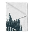 thumbnail image 2 of Adventure Soft Flannel Fleece Blanket, Hand Drawn Buffalo Wanderlust Lettering Forest and Moon Journey Theme, Cozy Plush for Indoor and Outdoor Use, 50" x 60", Dark Petrol Blue White, by Ambesonne, 2 of 5