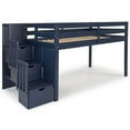 thumbnail image 3 of Bedz King Contemporary Low Loft Twin Bed with 3 Step-Stairway, Blue with Pink & White Tent, 3 of 9
