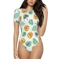 thumbnail image 1 of Balery Tiger Leaves Body de cuello redondo de manga corta para mujer Tops de manga corta Tops básicos-X-Large, 1 of 7