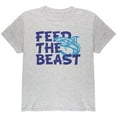 thumbnail image 1 of Shark Sharks Feed the Beast Youth T Shirt Light Heather Grey YMD, 1 of 1