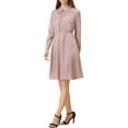 thumbnail image 4 of Vestido midi A-line de satén con cuello atado INSPIRE CHIC para mujer en rosa M, 4 of 5