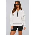 thumbnail image 4 of PRETTYGARDEN Women's Hooded Sweatshirts Long Sleeve Half Zip Cropped Hoodie Pullover Winter Fashion Clothes, 4 of 10