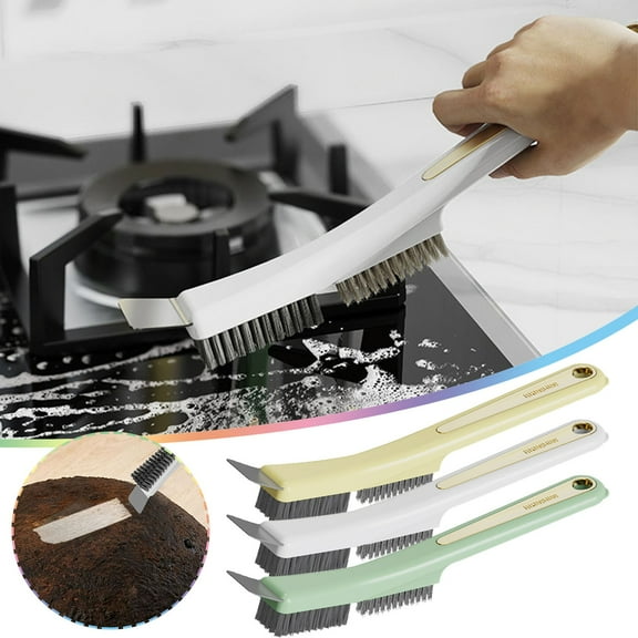 LiUMX Multifunctional Stove Cleaning Brush with Scraper & Nylon Bristles | Heavy-Duty Gas Range Cleaner | Kitchen Sink & Tile Scrubber | Ergonomic ABS Handle | 9.6-Inch Cleaning Tool