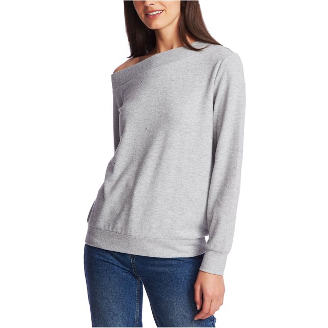 1.STATE Sudadera con adornos para mujer, gris, grande