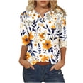 thumbnail image 2 of ALLLIST Trendy Tops for Women 2024 3/4 Sleeve V-Neck Yellow Floral Button Casual T-Shirts Blouse for Women, 2 of 4