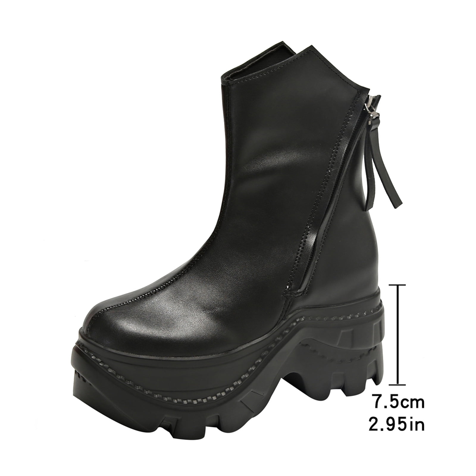 靴 Y's SMOOTH LEATHER PLATFORM ZIP UP BOOTS Punk Lace-up and Zipper Platform Boots - Unicun