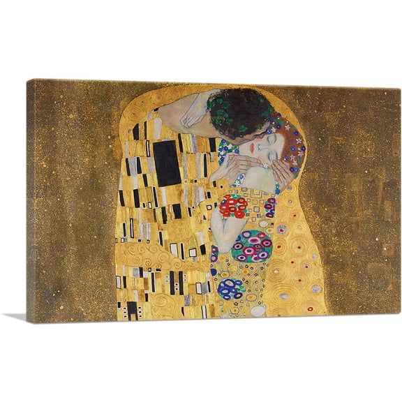 ARTCANVAS The Kiss - Detail 1907 Canvas Art Print by Gustav Klimt - Size: 26" x 18" (0.75" Deep)