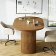 thumbnail image 6 of Tribesigns Oval Conference Table 47.24 Inches for 4 People, Rustic Wood Meeting Table with Polygon Base, Small Office Desk for Break Room, Seminar, Brown, 6 of 9