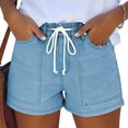 thumbnail image 3 of Jean Shorts for Women High Waisted Pull On Drawstring Waist Trendy Denim Jorts Summer Casual Jean Shorts with Pockets Summer Comfortable Going Out Sweatpants Fashion Short 2026 Blue L, 3 of 6