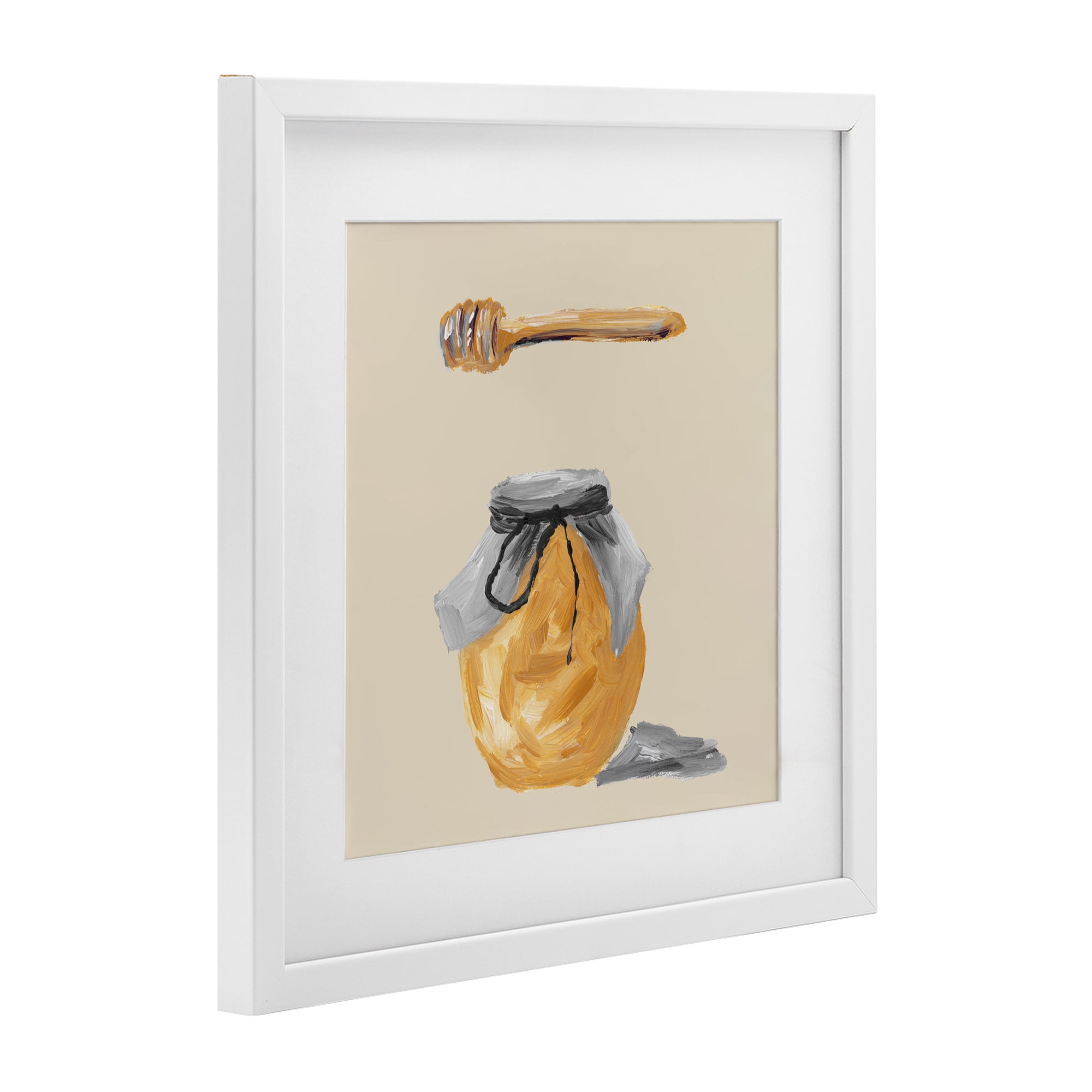 Stupell Industries Honey Jar over Tan White Framed Print Under Glass, design by Lucille Price