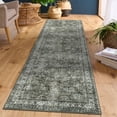 thumbnail image 3 of 2 FTx6 FT Vintage Persian Runner Rug for Hallway, Non Slip Machine Washable Rugs Low Pile Distressed Indoor Rug Floral Print Carpet for Entryway Bedroom Kitchen, Green, 3 of 8