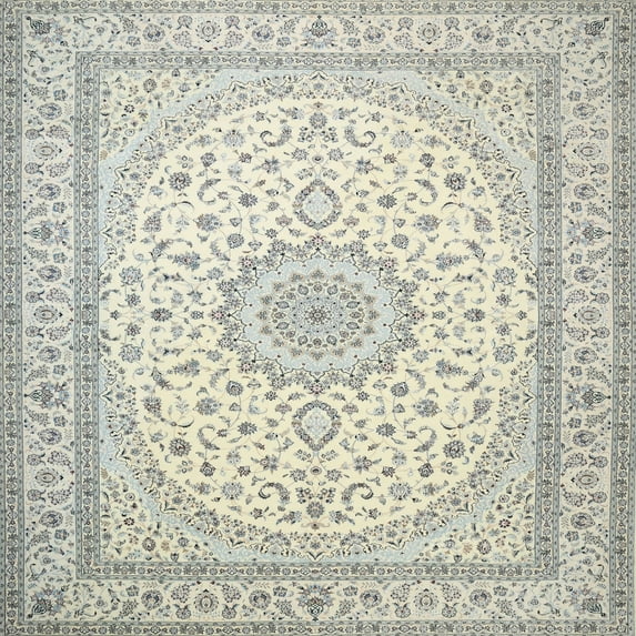Ahgly Company Indoor Square Traditional Gunmetal Gray Medallion Area Rugs, 3' Square