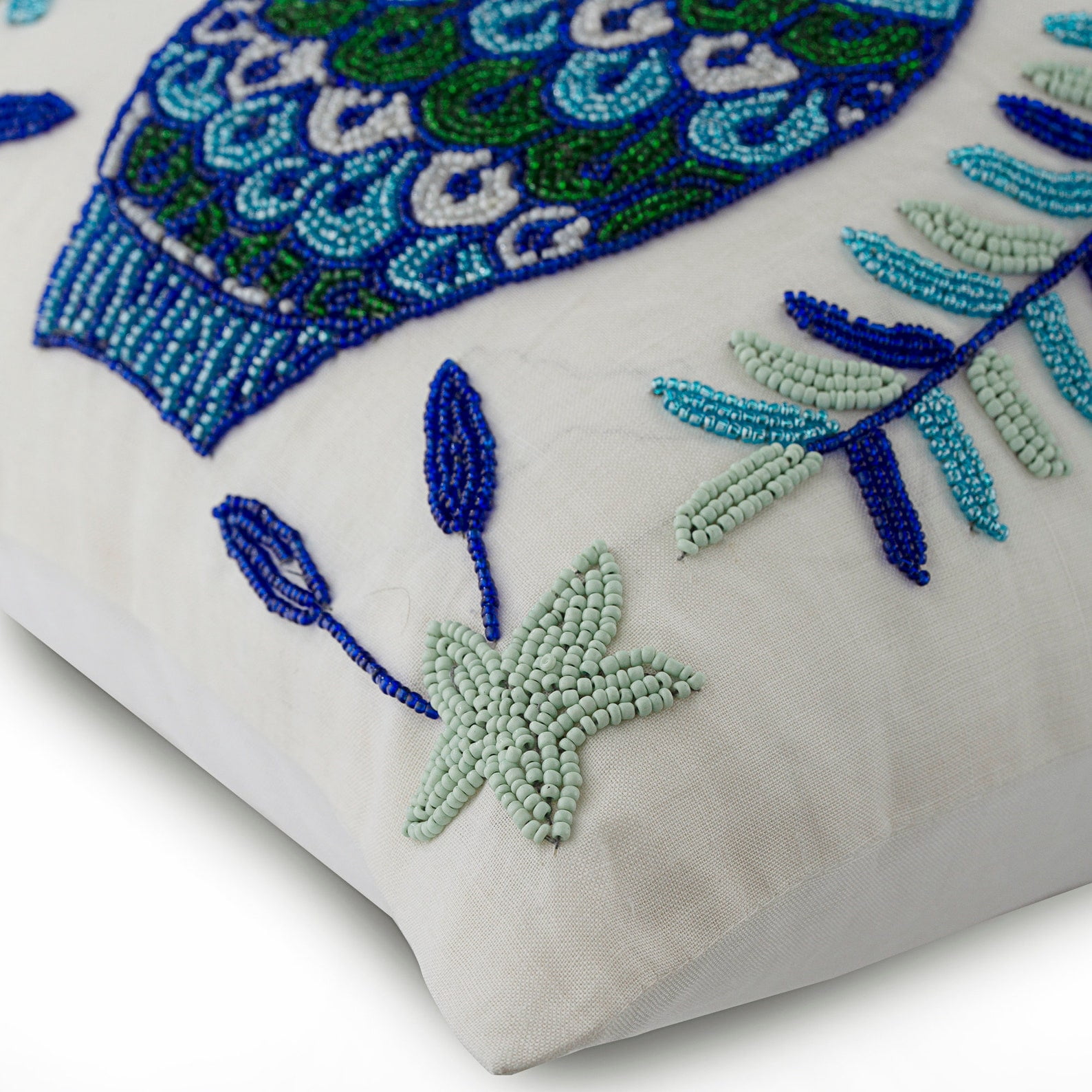 Decorative Oblong / Lumbar Throw Pillow Covers Accent Pillows Couch Sofa Pillow Case 12x22 inch (30x55 cm) White Silk Dupioni Bead Embroidery - Fish Tales