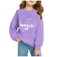 thumbnail image 2 of Zylarhe Girls Boys Sweatshirt Boys Letter Print Hooded Sweatshirt Long Sleeve Cozy Pullover for Kids Youth Casual Wear Purple 4-5 Years, 2 of 3