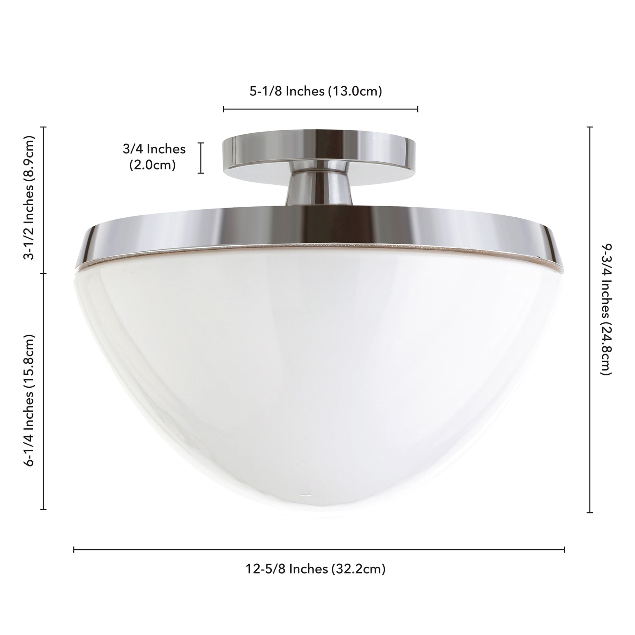 Evelyn&Zoe 12" Polished Nickel Finish Metal/Glass Semi Flush Mount