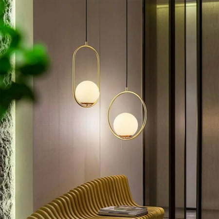 

FPWNGL Upgrade your chic home decor with a sleek contemporary E27 base pendant light for kitchen island - stylish hanging lamp with white ball lampshade - perfect modern bedside light fix