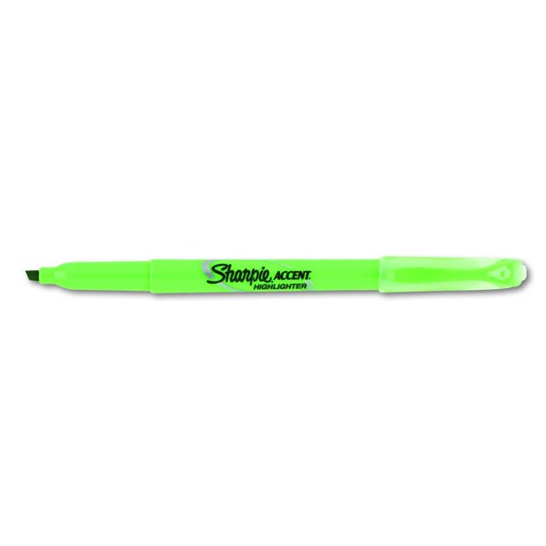 Pocket Style Highlighters, Chisel Tip, Fluorescent Green, Box of 12