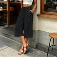 thumbnail image 6 of Miluxas Women's Plus Size Wide Leg Capri Pants High Waist Drawstring Business Casual Loose Cropped Culottes with Pockets Lightweight Breathable Black, 6 of 6