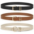 thumbnail image 2 of PUMIER 3 Pack Women Belts For Jeans Dresses Pants Ladies Leather Waist Belt with Gold Buckle Thanksgiving Day, Birthday, Christams Day Gift, 2 of 4