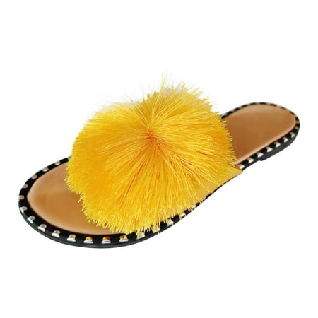 

Quealent Adult Women Shoes Memory Foam Slippers Women Ladies Fashion Summer Bohemian Fling Decoration Open Leopard Print Slippers for Women Size 8 Yellow 8.5