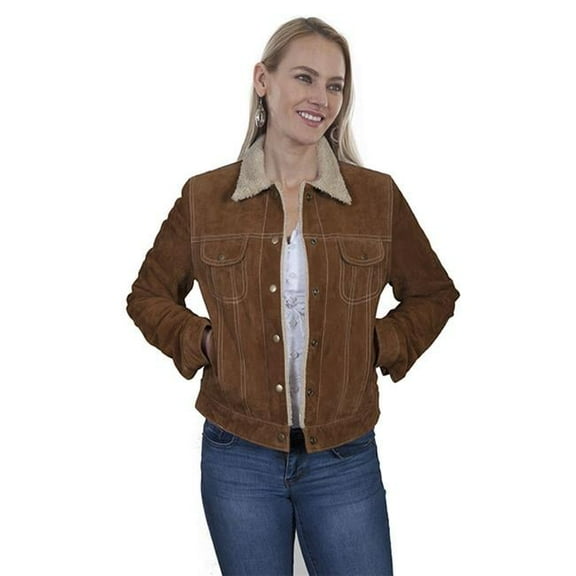 Faux Shearling Jean Jacket, Cinnamon - Medium