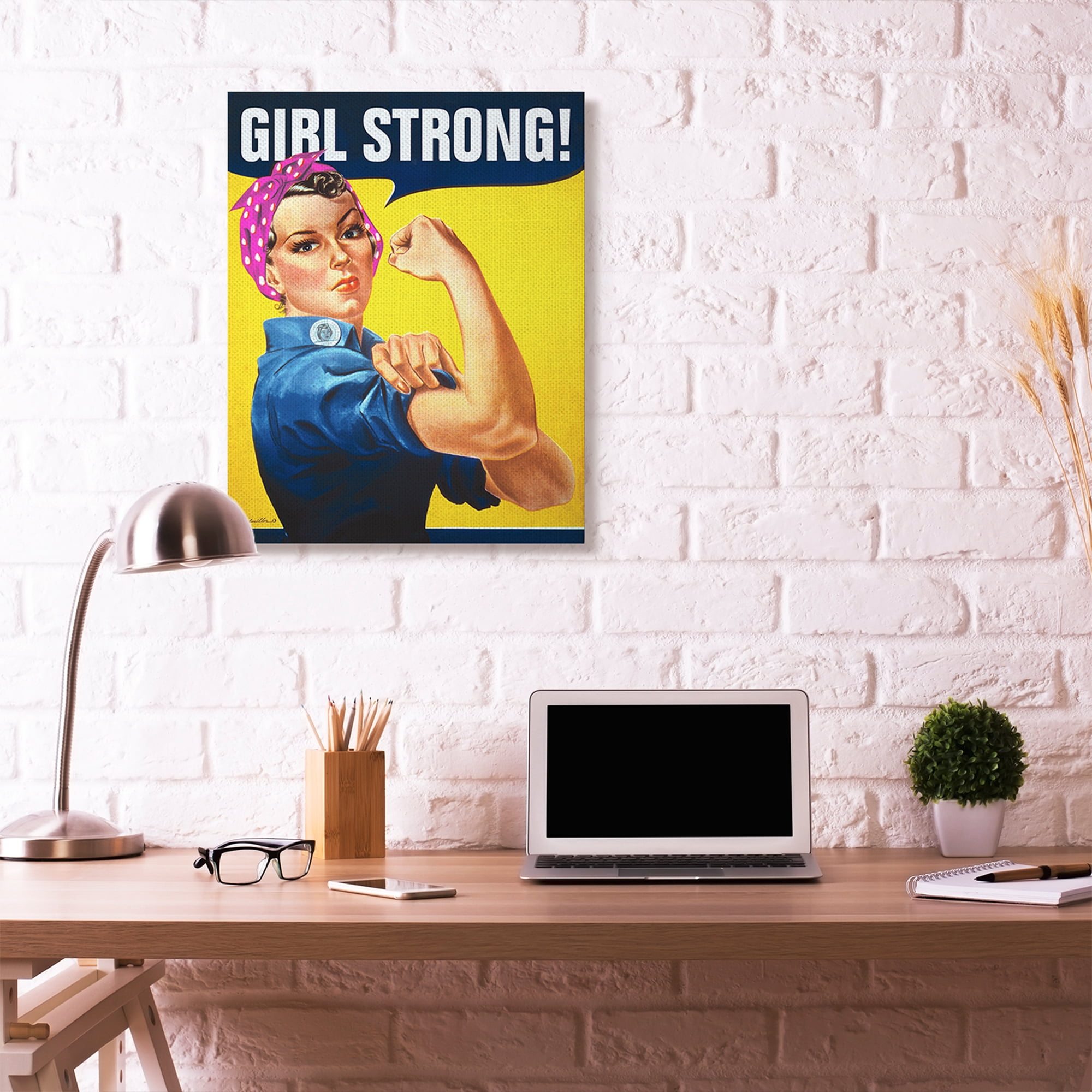 Girl Strong Vintage Woman Poster Design 31 in x 41 in Painting Canvas Art Print, by Stupell Home Décor
