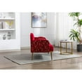 thumbnail image 3 of 55-inch Small Velvet Sofa with two Elegant Moon Shape Pillows, Modern Twin Size Accent Sofa Couch with Golden Metal Legs & Tufted Backrest & Delicate Armrests, Loveseat Sofa for Living Room, Red, 3 of 7