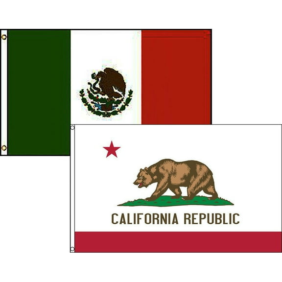 2x3 State of California & Mexico Mexican 2 Pack Flag Wholesale Combo 2'x3'