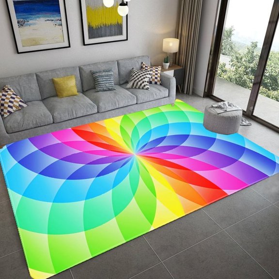 Area Rug 3D Printed Abstract for Living Room Bedroom Bedside Anti-Slip Area Rugs Room Playing Mat