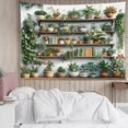 thumbnail image 3 of Green Plant Tapestry Wall Hanging Potted Plant Flower and Book on Wood Shelf Wall Tapestry for Bedroom Aesthetic Nature Botanical Tapestry for Living Room College Dorm Decor,59x51 inch, 3 of 5