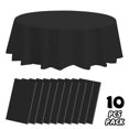 thumbnail image 2 of 10 Pack Premium Disposable Plastic Tablecloth 84" Round Table Cover for Birthdays Weddings Christmas Anniversary Buffet Table,Black, 2 of 5
