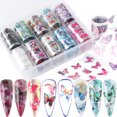 thumbnail image 2 of 10 rollos de pegatinas de transferencia de láminas para uñas, láminas para uñas de mariposa, pegatinas para decoración de uñas DIY, 2 of 8